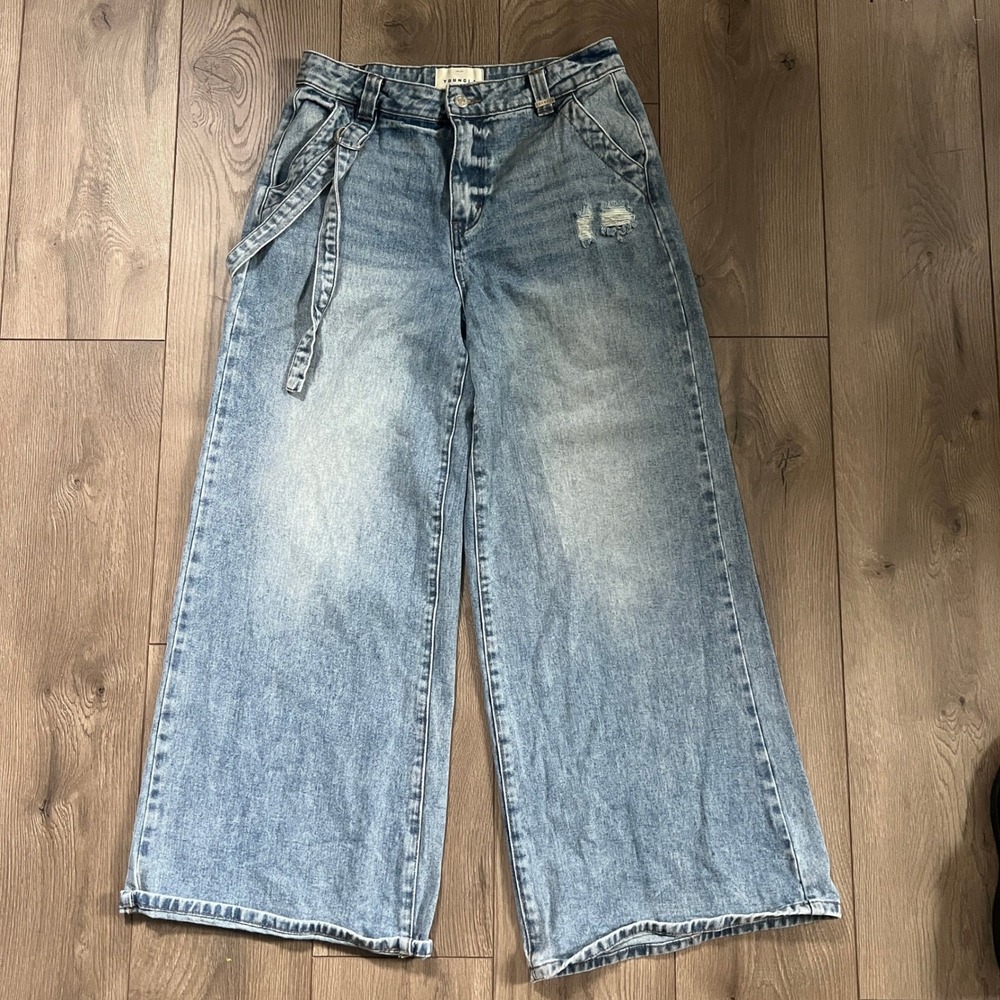 YoungLA for Her W266 Impact Jeans Womens Medium Wide Leg Cargo Jeans‎